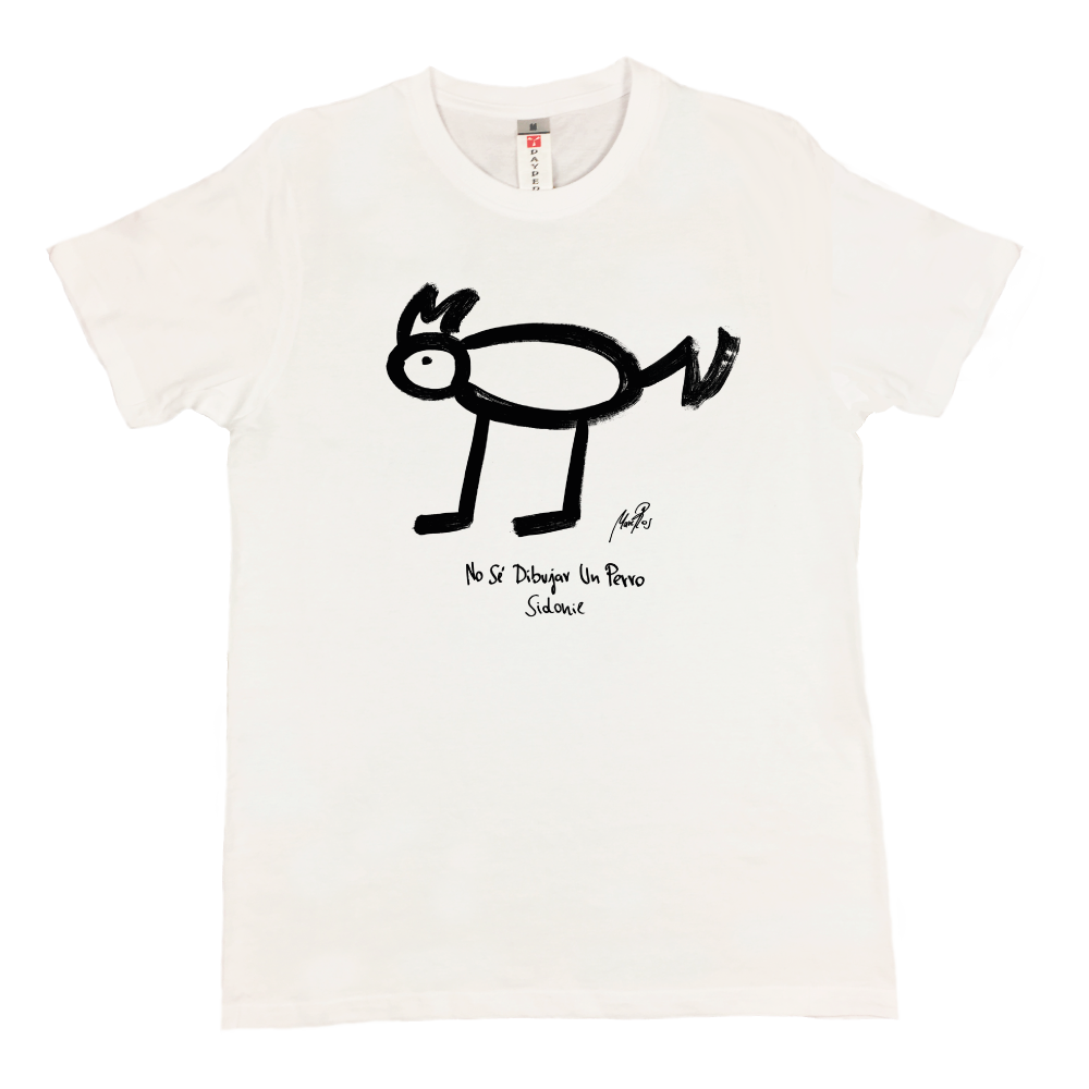 Camiseta No sé dibujar un perro Blanca