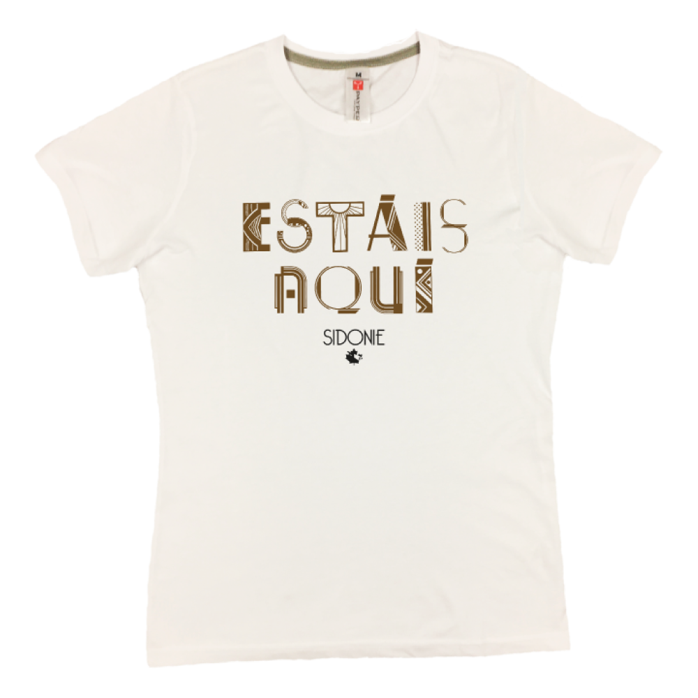 Camiseta entallada Estáis aquí Blanca