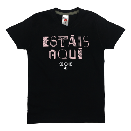 Camiseta entallada Estáis aquí Negra