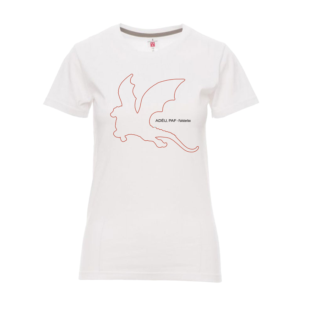 Camiseta entellada Adéu, Paf silueta Blanca