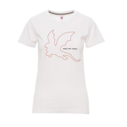 Camiseta entellada Adéu, Paf silueta Blanca